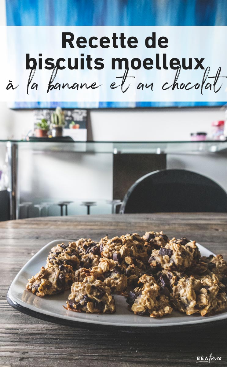 Image pour Pinterest : biscuit banane chocolat