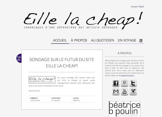 Capture d'écran du site Eille la cheap!