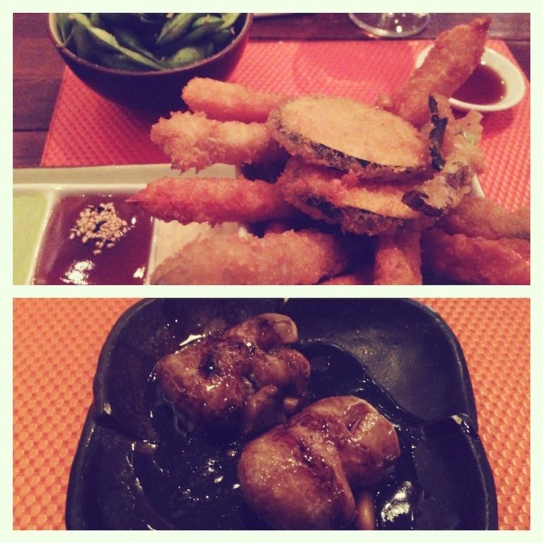 Nigiri au foie gras et légumes tempura