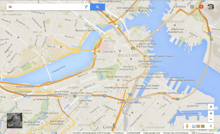 Capture d'écran Google Maps de Boston