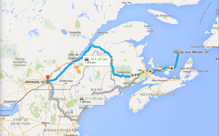 Google Maps Montréal - îles de la Madeleine