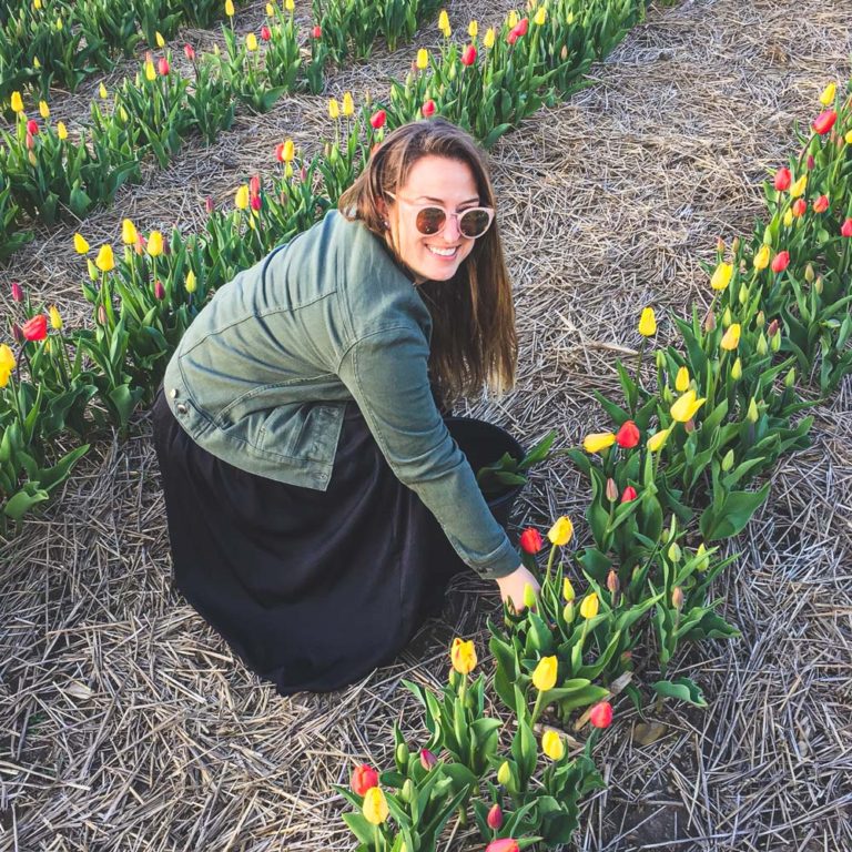 Moi au tulipes