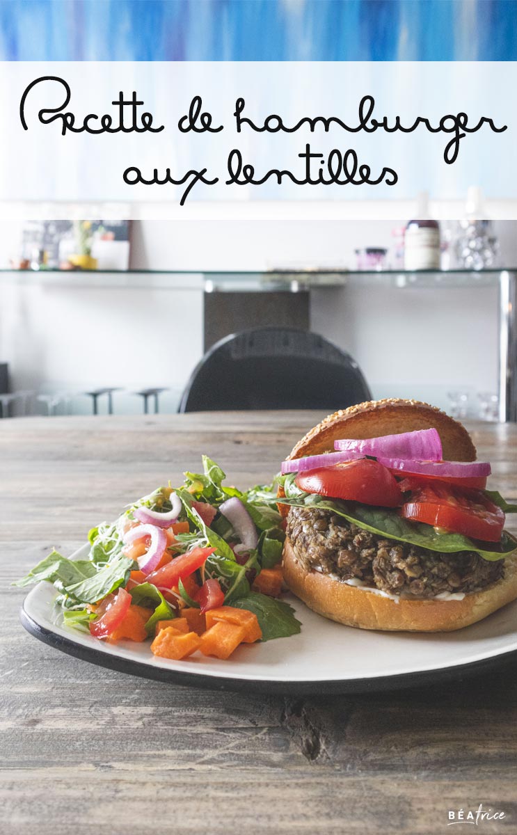 Image pour Pinterest : hamburger lentilles