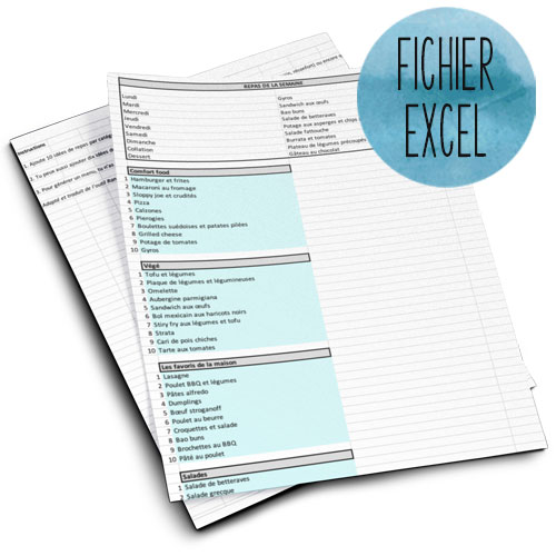 Générateur de menu Excel