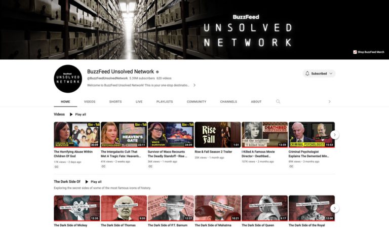 Chaîne YouTube de Buzzfeed Unsolved Network
