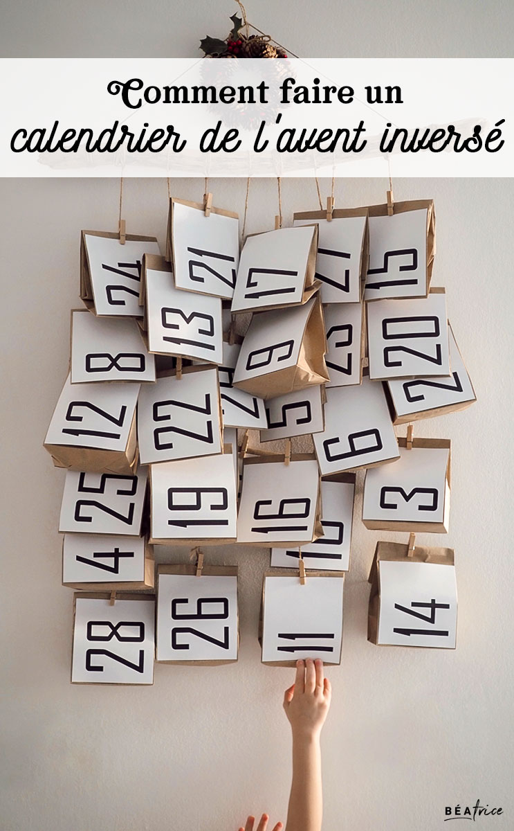 Image pour Pinterest : calendrier de l'avent inversé