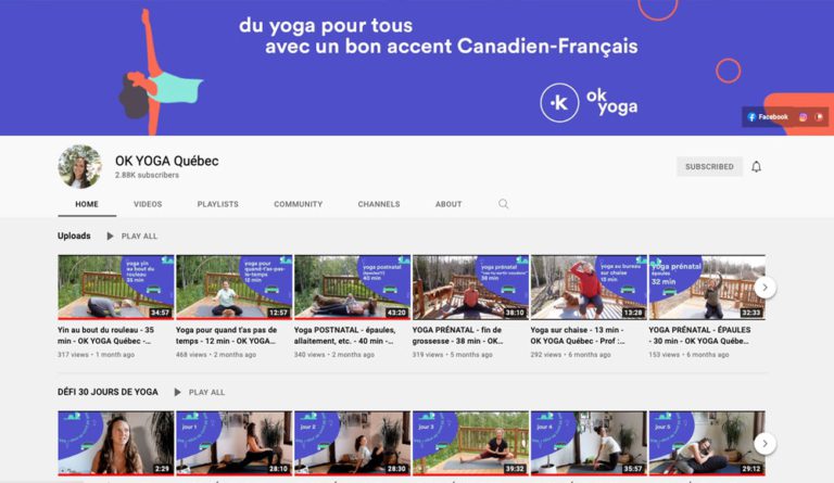Chaîne YouTube de OK YOGA Québec