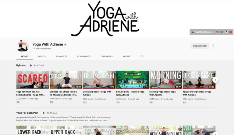 Chaîne YouTube de Yoga with Adriene